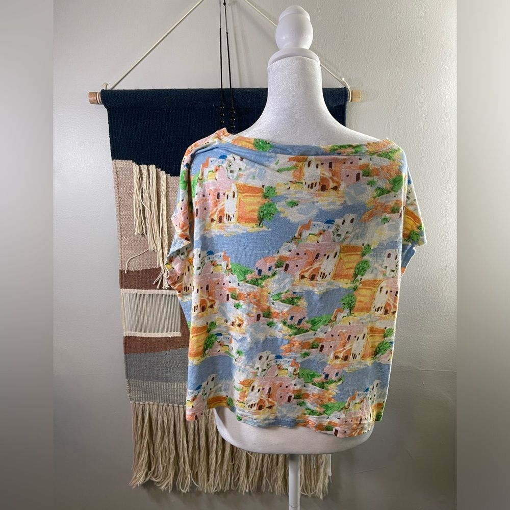 Cynthia Rowley 100% Linen Mediterranean Summer Crop Short Sleeves Top XL - Picture 3 of 7